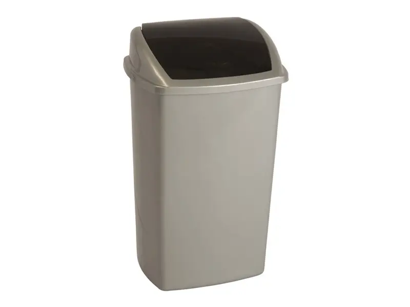 Waste bin with swing lid, plastic, 50 l, grey