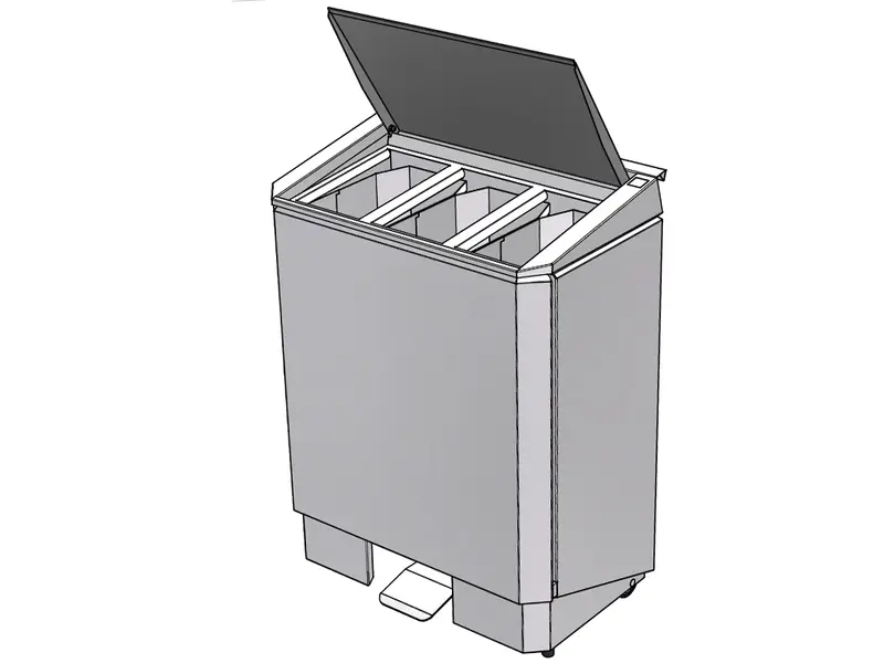 Afvalbak RVS voor afvalscheiding met 3x60 liter bak