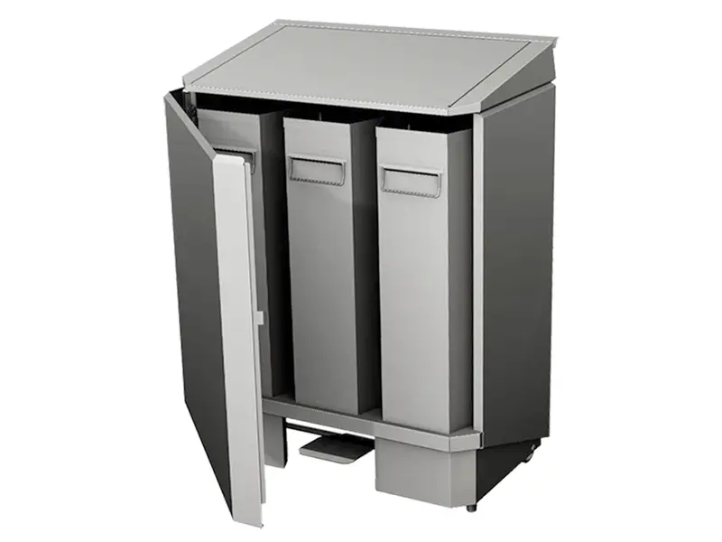 Afvalbak RVS voor afvalscheiding met 3x60 liter bak