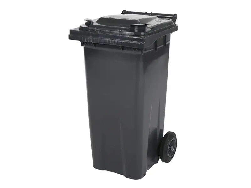 Conteneur à déchets plastiques 120 litres à deux roues, gris