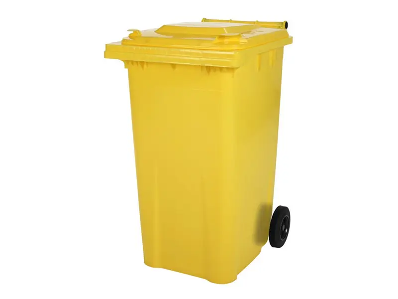 Plastic waste container 240 liters with two wheels yellow