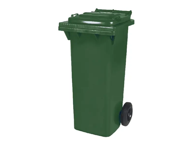 Plastic waste container 80 liters with two wheels green