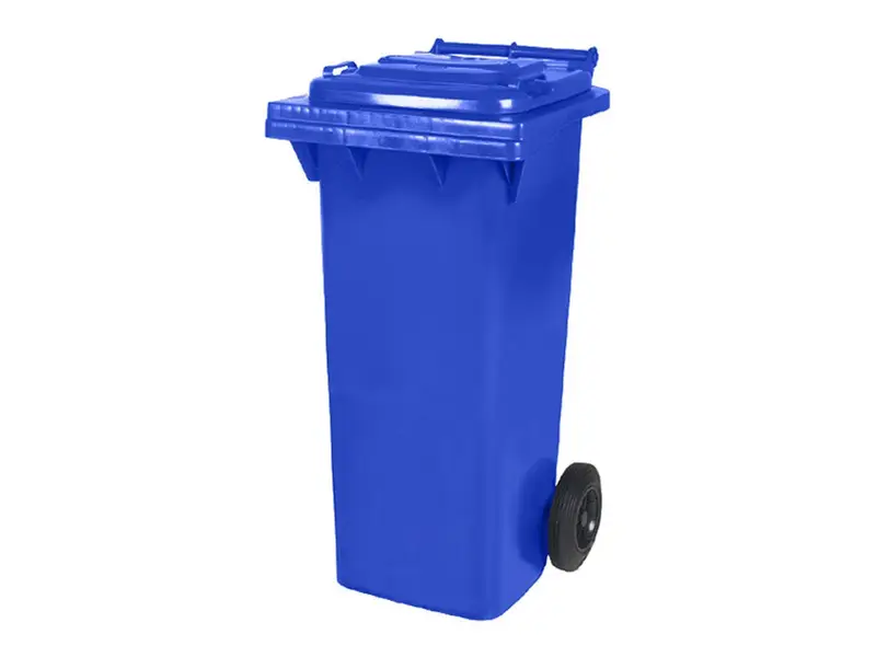 Conteneur à déchets plastiques 80 litres à deux roues bleu