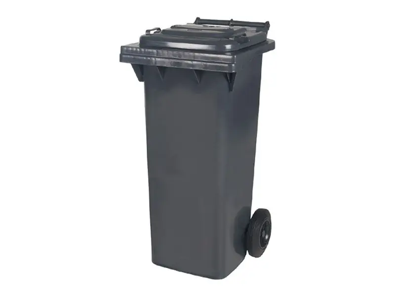 Plastic waste container 80 liters with two wheels grey