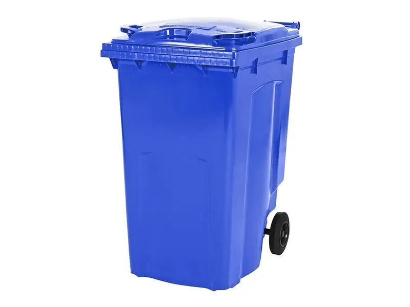 Plastic waste container 340 liters with two wheels blue