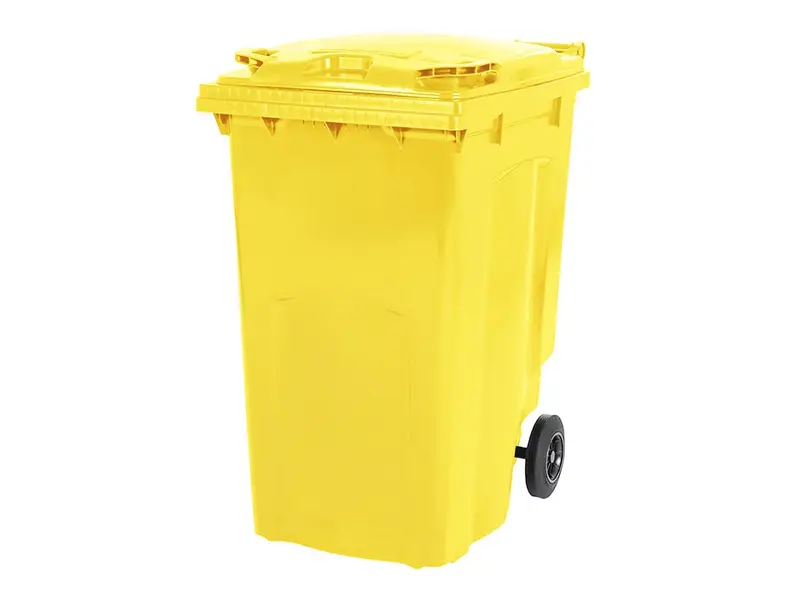 Conteneur à déchets plastiques 340 litres à deux roues jaune