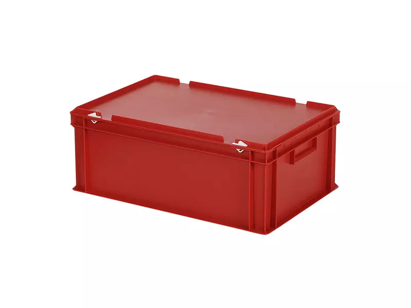 Stacking container with lid Euronorm 600x400x235 mm 43.3 l red