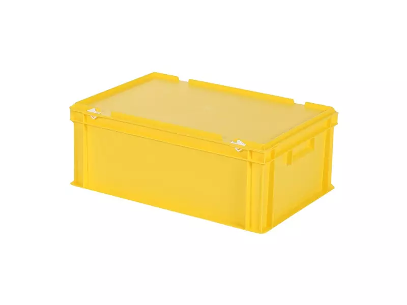 Stacking box with lid Euronorm 600x400x235 mm 43.3 l yellow