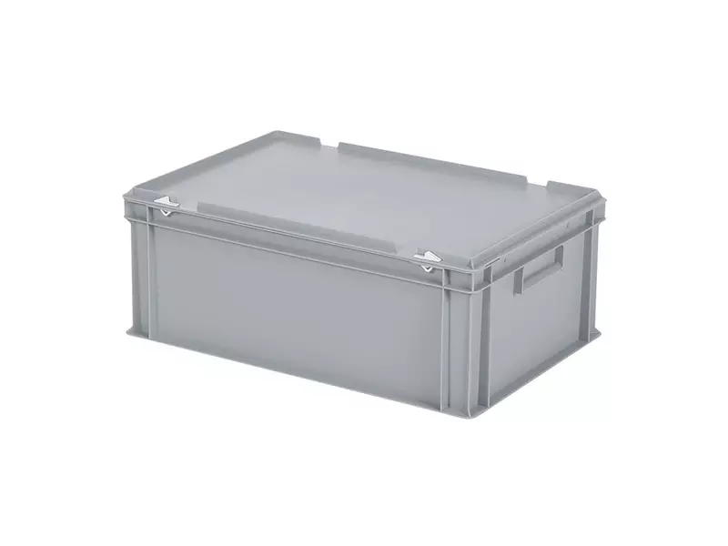 Conteneur empilable avec couvercle Euronorm 600 x 400 x 235 mm 43,3 l gris
