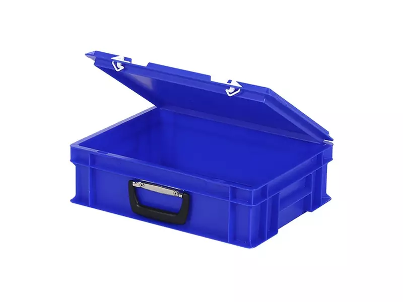 Stapelbak met deksel koffergreep 400x300x133 mm 11 l blauw