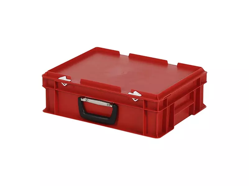 Stacking container with lid suitcase handle 400x300x133 mm 11 l red