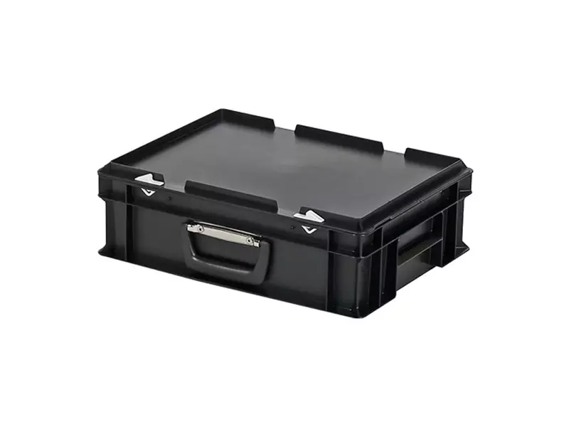 Stacking container with lid suitcase handle 400x300x133 mm 11 l black
