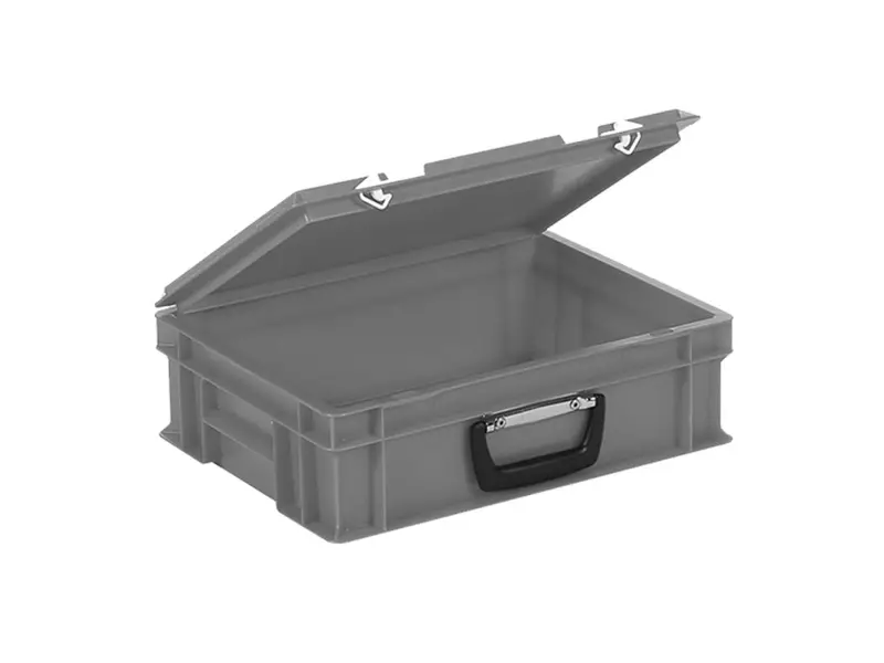 Stacking container with lid suitcase handle 400x300x133 mm 11 l grey