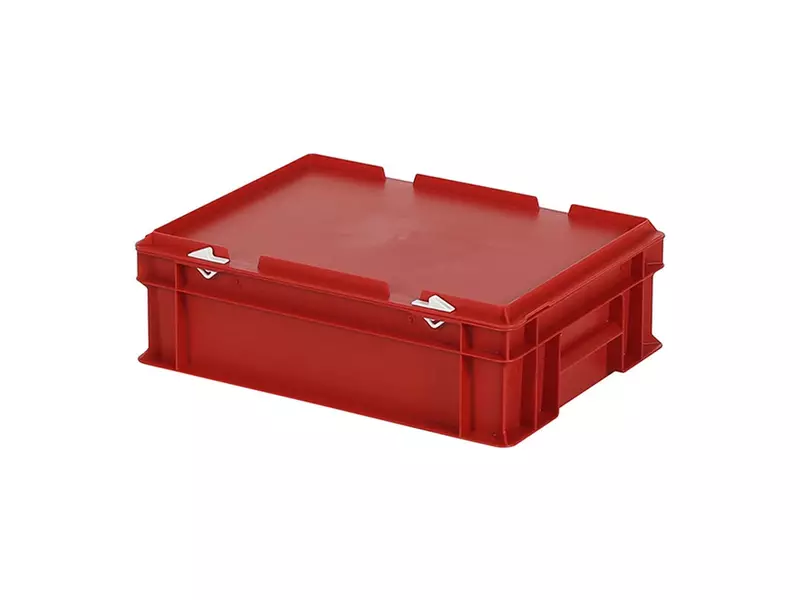 Stapelbak met deksel Euronorm 400x300x133 mm 11 l rood