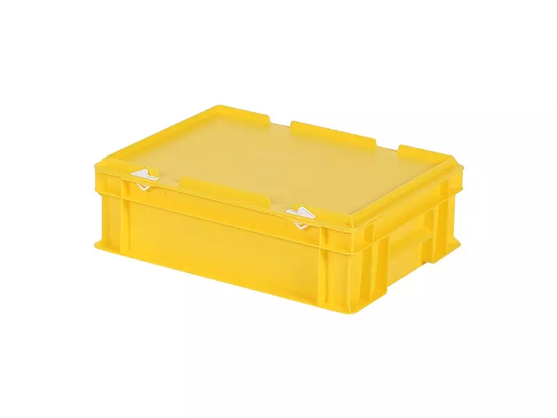 Stapelbak met deksel Euronorm 400x300x133 mm 11 l geel