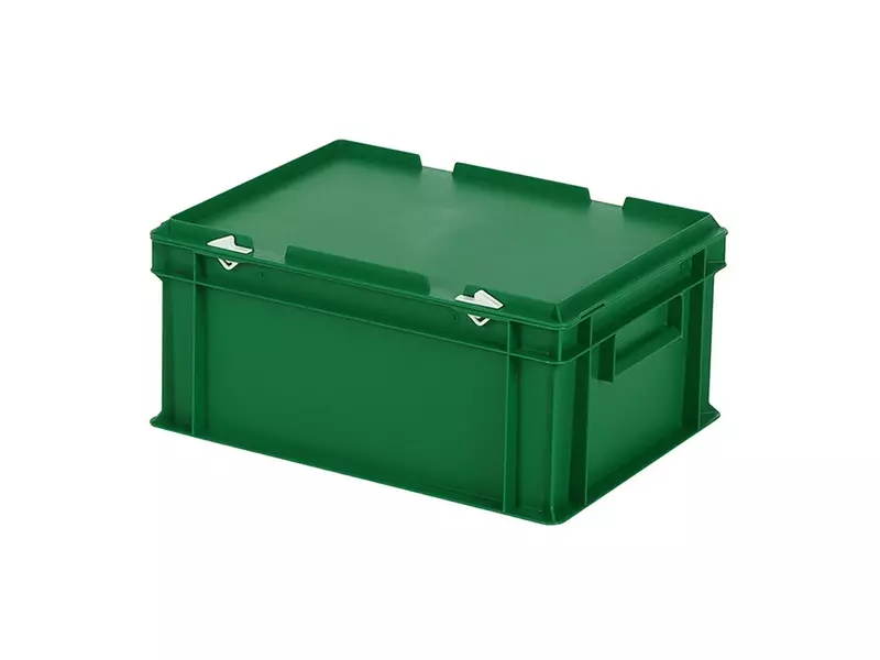 Stacking container with lid Euronorm 400x300x190 mm 16 l green