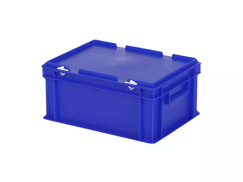 Stapelbak met deksel Euronorm 400x300x190 mm 16 l blauw