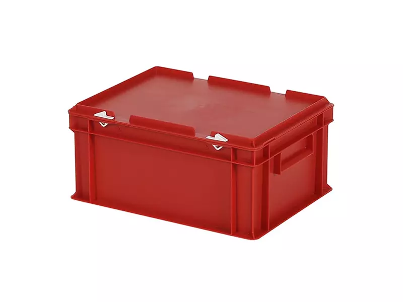 Stacking container with lid Euronorm 400x300x190 mm 16 l red