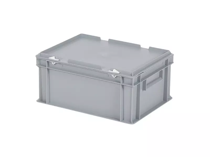 Stacking container with lid Euronorm 400x300x190 mm 16 l grey