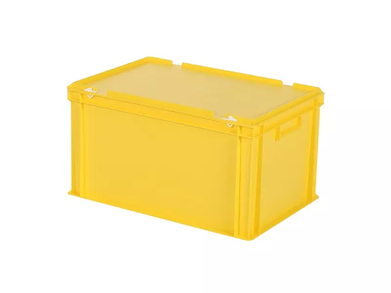 Stapelbak met deksel Euronorm 600x400x335 mm 64 l geel