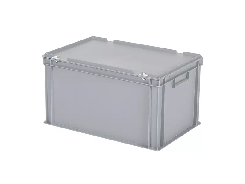 Stacking container with lid Euronorm 600x400x335 mm 64 l grey