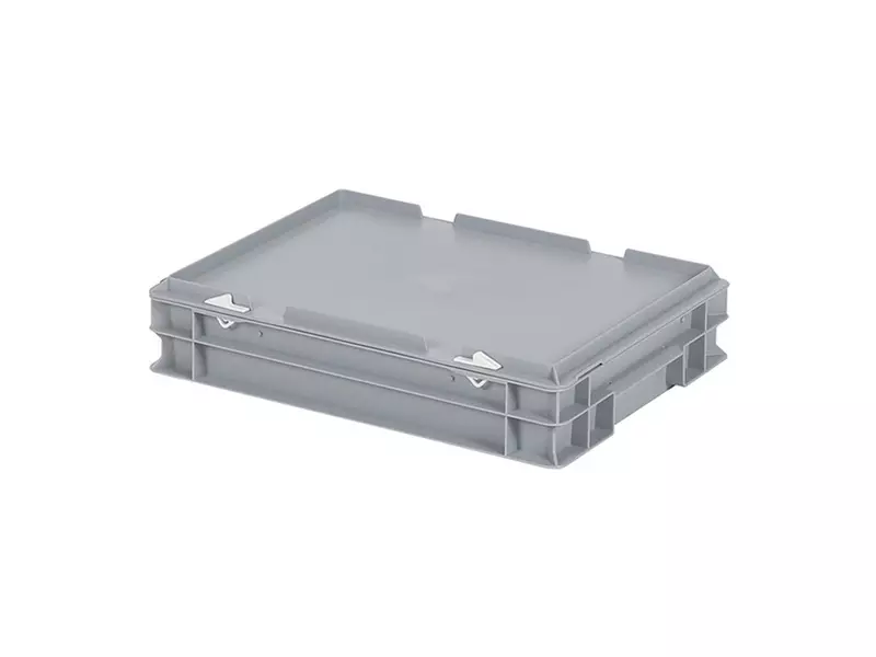 Stacking container with lid Euronorm 400x300x90 mm 7 l grey