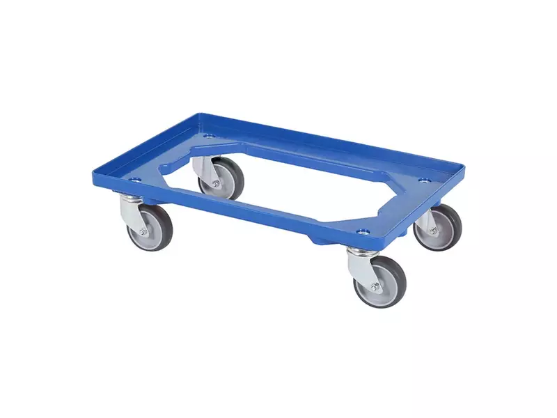 Open plastic base stainless steel wheel forks 600x400 mm blue