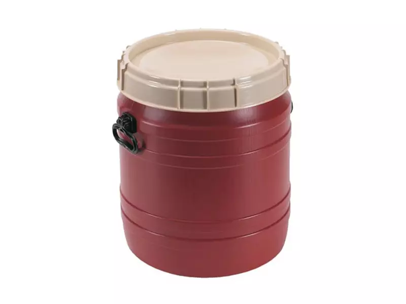 Fût à très large ouverture en PEHD ø410 x 495 mm, 55 litres, marron avec couvercle beige