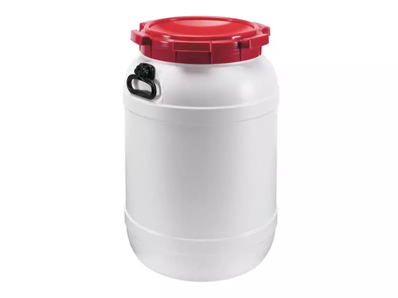 Wijdmondvat HDPE ø410x632 mm 68,5 l wit met rode deksel