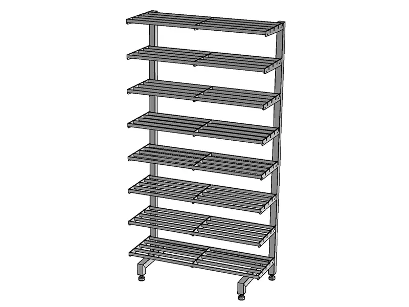 Étagère à chaussures sur pied à 8 niveaux en acier inoxydable 900 x 400 x 1710 mm