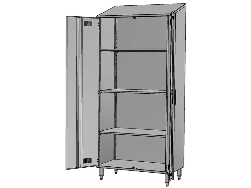 Kast 2 deuren 3 legborden RVS 950x500x1950/2148 mm