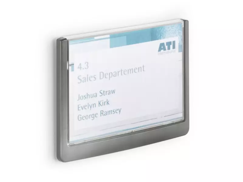Panneau de porte durable Click Sign 149 x 105,5 mm gris argenté