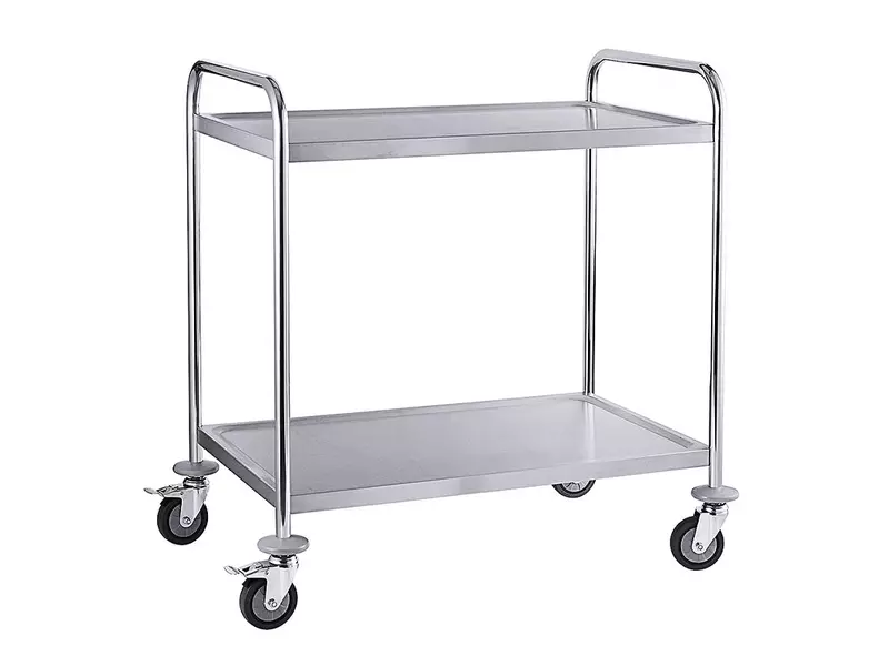 Chariot de service en acier inoxydable 18/0 avec 2 étagères 830 x 510 x 940 mm