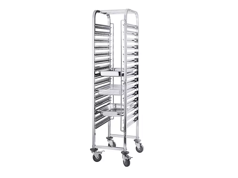 Chariot gastronorme en acier inoxydable pour 15 plateaux 1/1 de 65 mm
