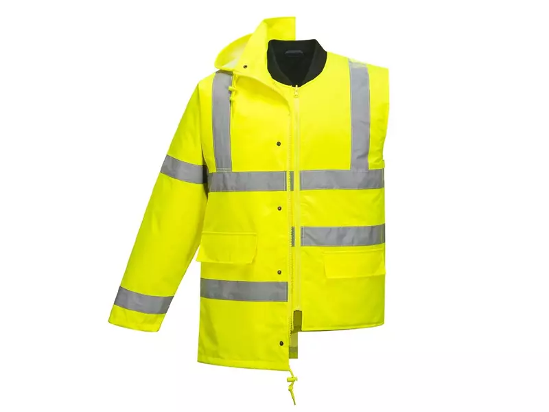 Portwest S468 Hi-Vis 4-in-1 verkeersjack met capuchon fluo geel