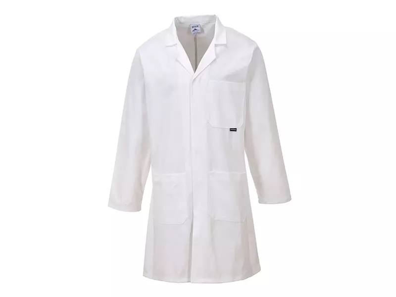 Portwest C851 long cotton work jacket white size XL