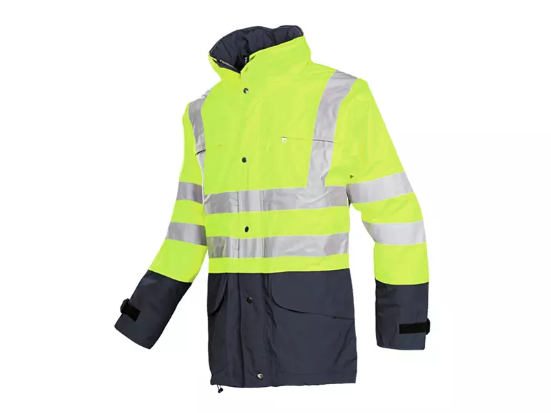 Veste imperméable haute visibilité Sioen Brighton 132ZA2EJ4, jaune fluo/bleu marine, taille S
