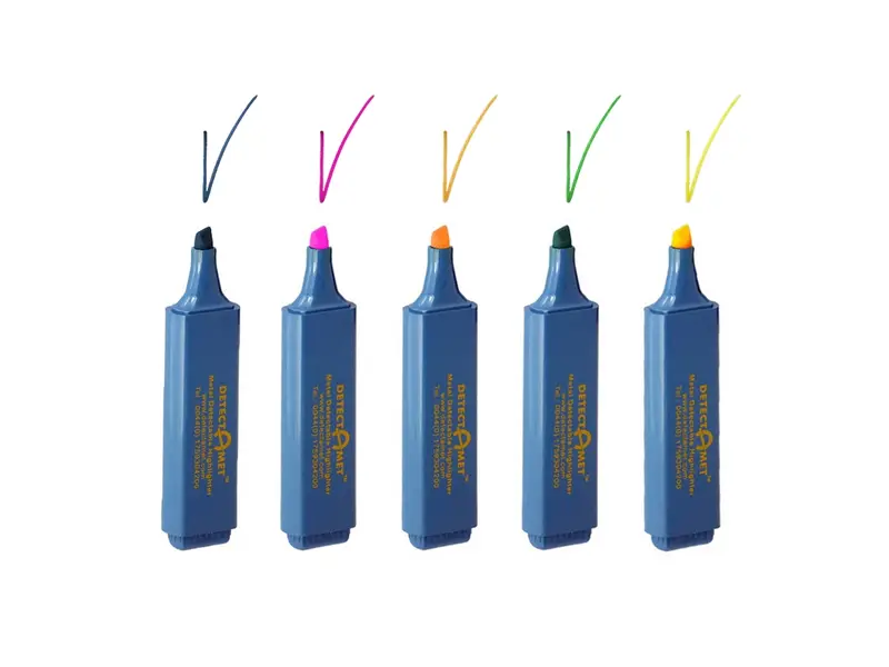Surligneurs à encre détectable, lot de 5 couleurs