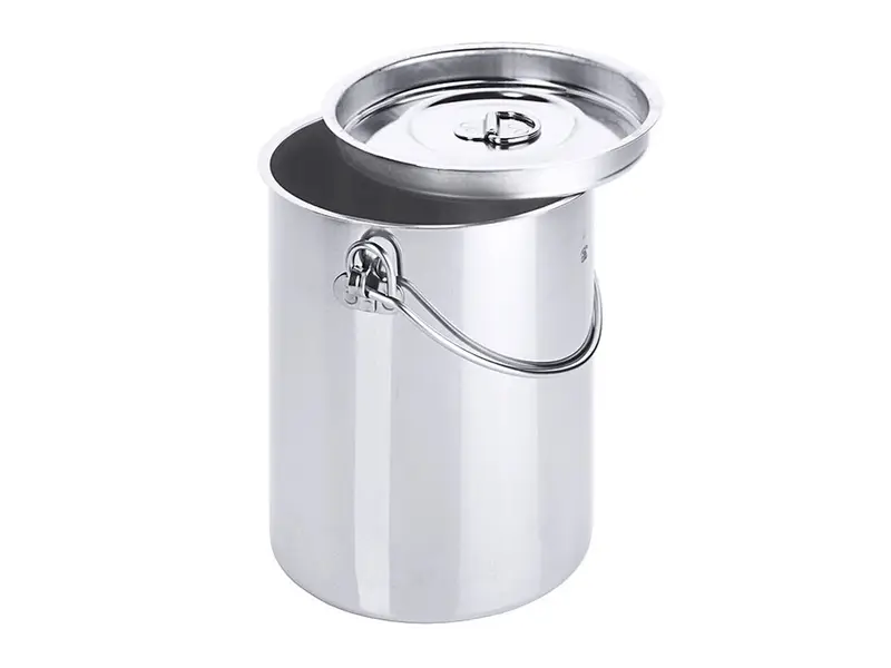 Seau droit avec couvercle, acier inoxydable 18/10, 2 litres