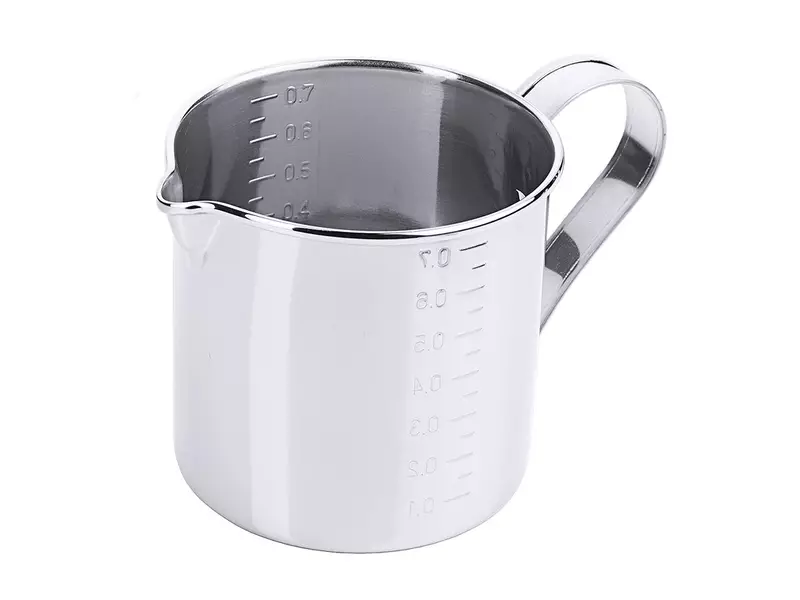 Maatbeker met maatverdeling en schenktuit RVS 18/10 0,7 l