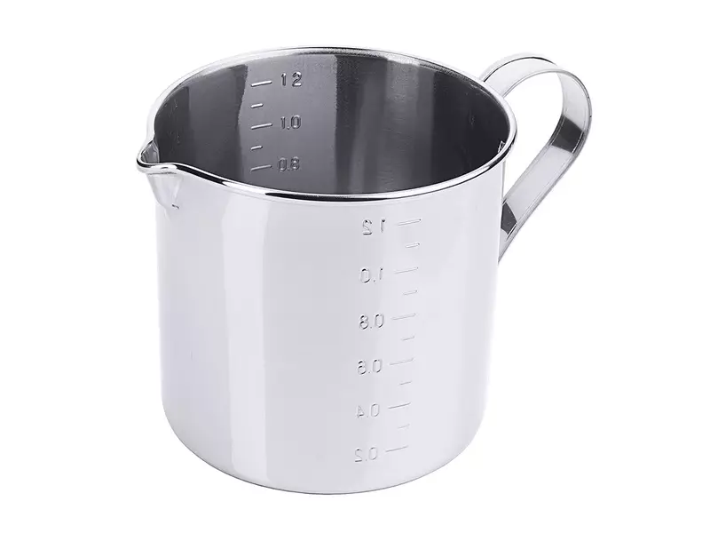 Maatbeker met maatverdeling en schenktuit RVS 18/10 1,3 l