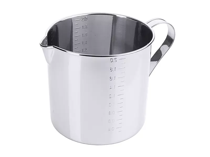 Tasse à mesurer graduée avec bec verseur, en acier inoxydable 18/10, 2,1 l