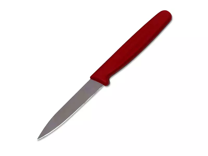 Peeling knife detectable 7 cm red