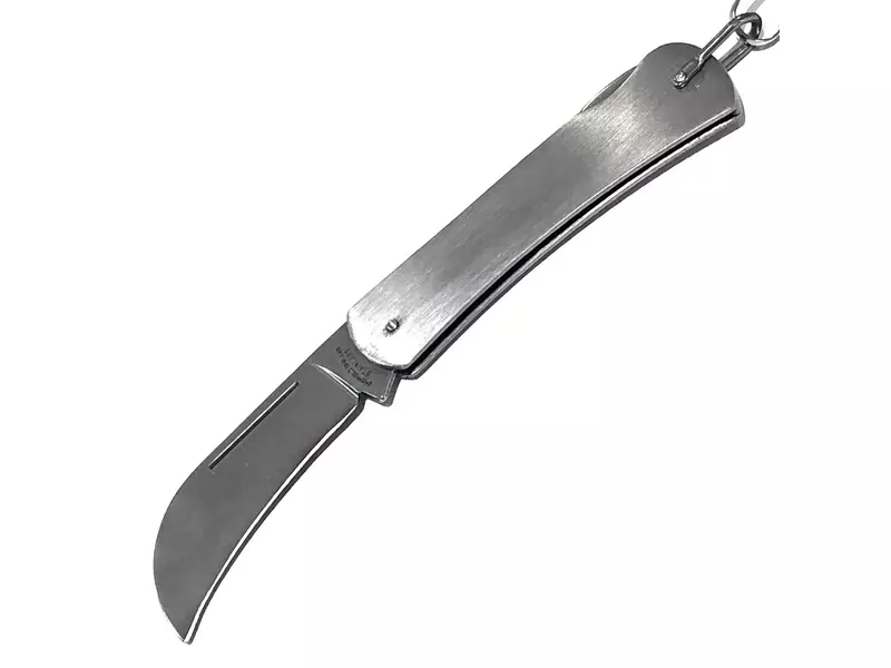 Couteau de poche en acier inoxydable avec anneau de suspension/cordon, lame incurvée de 65 mm