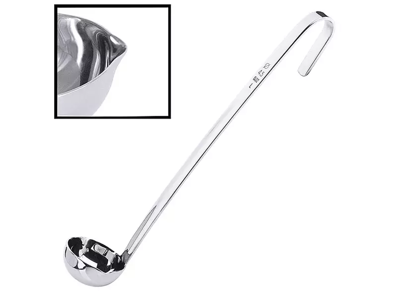 Cuillère à sauce à manche coudé à 90° avec bec verseur, acier inoxydable 18/10, ø 4,5 x 22 cm, 20 ml