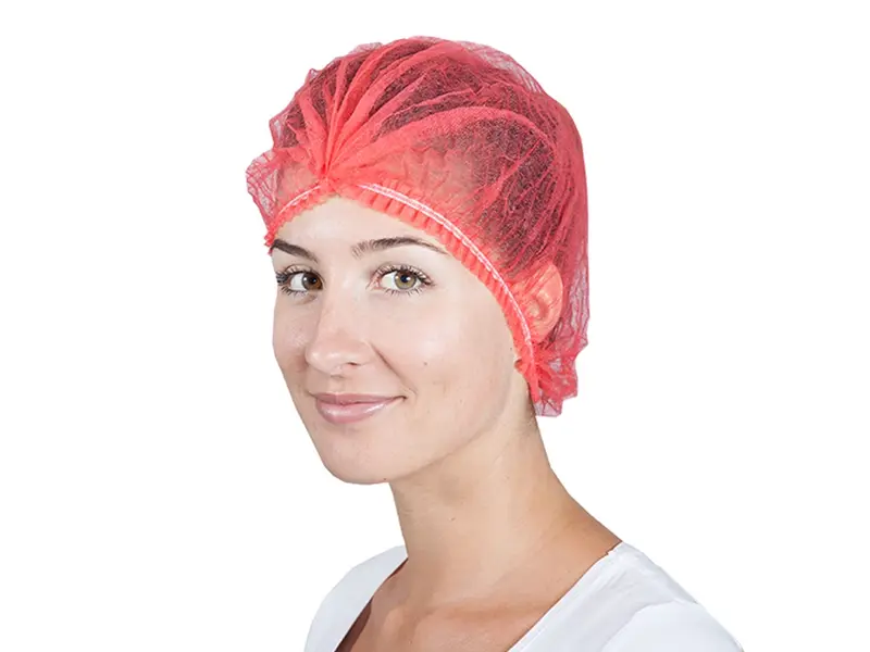 Hycare disposable haarnetjes detecteerbaar wokkel non-woven polypropyleen rood