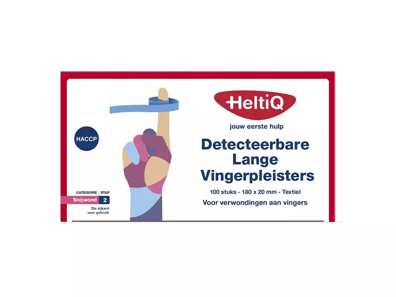 Pansements textiles HeltiQ détectables pour doigts longs 180x20 mm