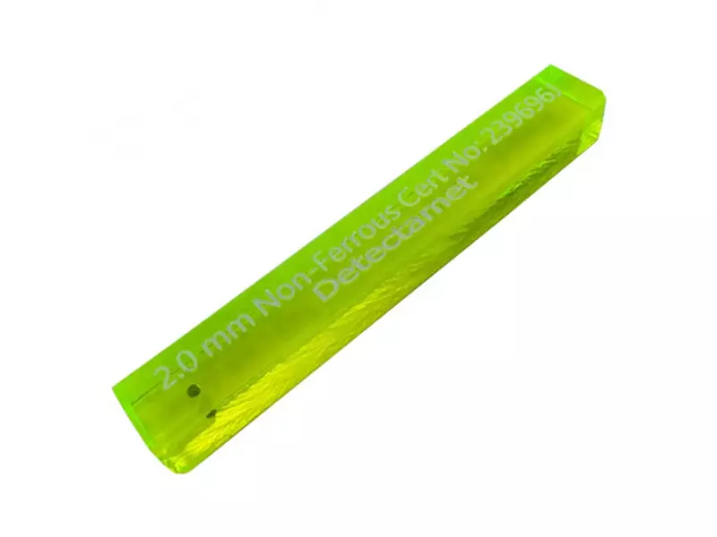 Detectamet metaaldetectie teststick acryl NON FE 100x12x10 mm 3,0 mm groen