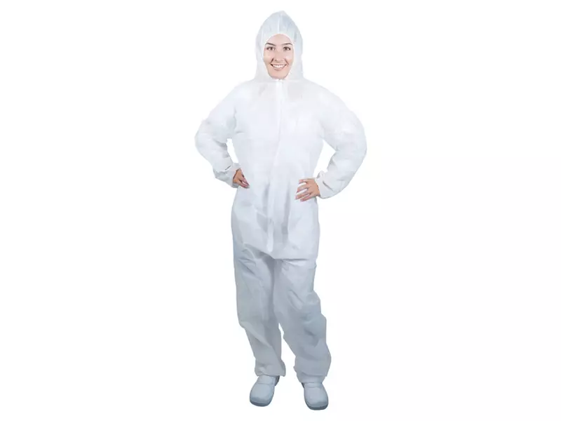 Hycare disposable overall capuchon non-woven polypropyleen met PE-coating wit maat L