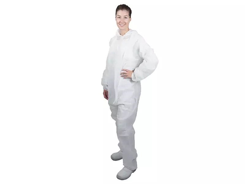 Disposable overall klittenband en capuchon non-woven polypropyleen wit maat 3XL